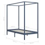 Cama con dosel sin colchón madera maciza gris 100x200 cm