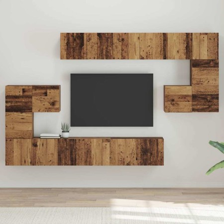 Conjunto de mueble de TV 10 pcs Madera vieja 60 x 30 x 30 cm