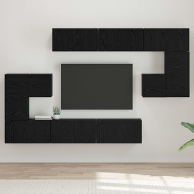 Conjunto de mueble de TV 10 pcs Roble negro 60 x 30 x 30 cm