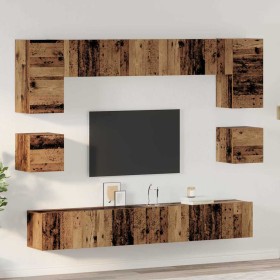 Conjunto de mueble de TV 8 pcs Madera vieja 100 x 30 x 30 cm