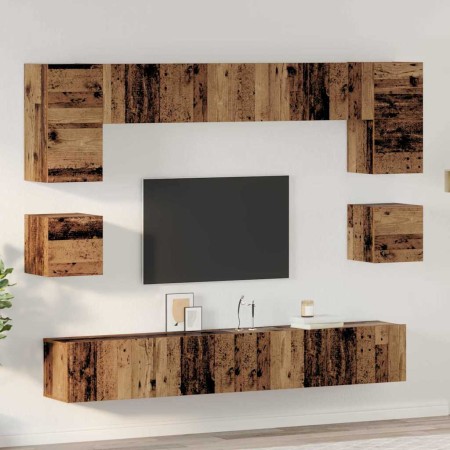 Conjunto de mueble de TV 8 pcs Madera vieja 100 x 30 x 30 cm