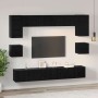 Conjunto de mueble de TV 8 pcs Roble negro 100 x 30 x 30 cm