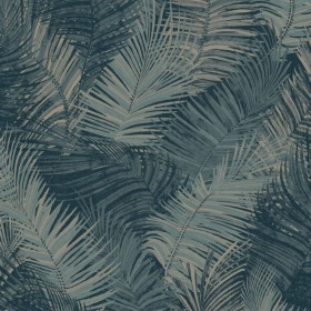 DUTCH WALLCOVERINGS Papel de pared Palm azul petró