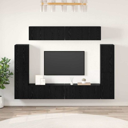 Conjunto de mueble de TV 8 pcs Roble negro 80 x 30 x 30.5 cm