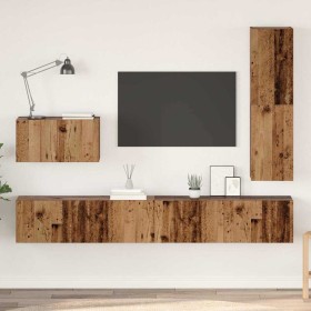 Conjunto de mueble de TV 4 pcs Madera vieja 30.5 x 30 x 110 cm