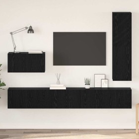 Conjunto de mueble de TV 4 pcs Roble negro 200 x 30 x 30 cm