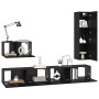 Conjunto de mueble de TV 4 pcs Roble negro 200 x 30 x 30 cm