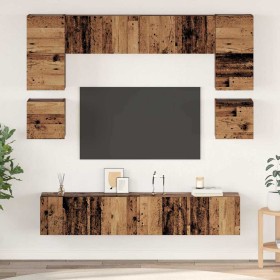 Conjunto de mueble de TV 8 pcs Madera vieja 80 x 30 x 30 cm