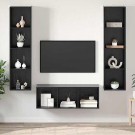 Juego de muebles de TV 3 pcs Roble negro 37 x 37 x 142.5 cm