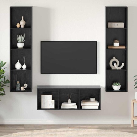 Juego de muebles de TV 3 pcs Roble negro 37 x 37 x 142.5 cm