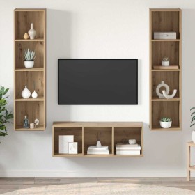 Juego de muebles de TV 3 pcs Roble artisan 37 x 37 x 142.5 cm