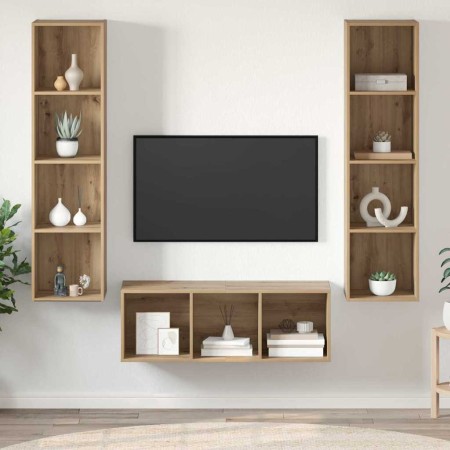 Juego de muebles de TV 3 pcs Roble artisan 37 x 37 x 142.5 cm