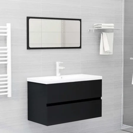Black engineered wood bathroom furniture set by vidaXL, Bathroom furniture - Ref: Foro24-3071685, Price: 236,58 €, Discount: %