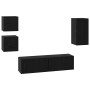 Conjunto de mueble de TV 5 pcs Roble negro Madera contrachapada