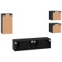 Conjunto de mueble de TV 5 pcs Roble negro Madera contrachapada