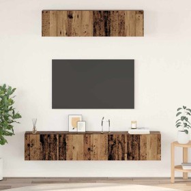 Juego de muebles de TV 4 pcs Madera vieja Mediano