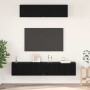 Mueble de TV de Pared Montaje en la pared 4 pcs Roble Negro