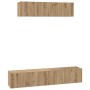 Juego de muebles de TV Montaje en la pared 4 pcs Roble artisan