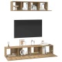 Juego de muebles de TV Montaje en la pared 4 pcs Roble artisan