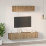 Juego de muebles de TV Montaje en la pared 4 pcs Roble artisan