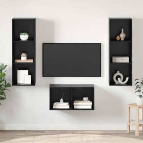 Conjunto de mueble de TV Roble negro 37 x 37 x 107 cm