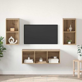 Conjunto de mueble de TV Roble artisan 37 x 37 x 107 cm
