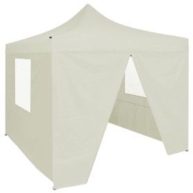 Carpa plegable profesional con 4 paredes acero color crema 2x2m