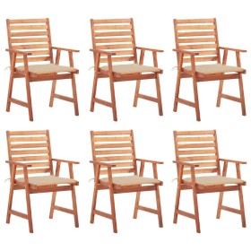 Sillas comedor de jardín y cojines 6 uds madera maciza acacia de vidaXL, Sillas de jardín - Ref: Foro24-3078350, Precio: 435,...