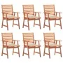 Garden dining chairs and cushions 6 units solid acacia wood by vidaXL, Garden chairs - Ref: Foro24-3078350, Price: 413,54 €, ...