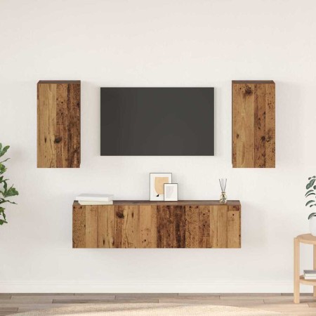 Conjunto de mueble de TV 4 pcs Madera vieja 60 x 30 x 30 cm