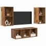 Juego de muebles de TV 3 pcs Madera vieja 37 x 37 x 107 cm
