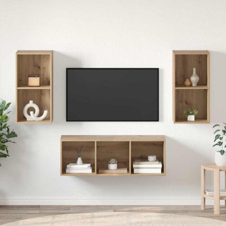 Juego de muebles de TV 3 pcs Roble artisan 37 x 37 x 107 cm