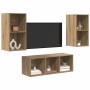Juego de muebles de TV 3 pcs Roble artisan 37 x 37 x 107 cm