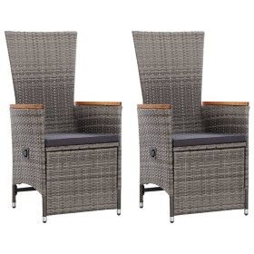 Reclining garden chairs and cushions 2 pcs gray synthetic rattan by vidaXL, Garden chairs - Ref: Foro24-46045, Price: 231,59 ...