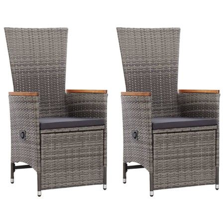 Liegende Gartenstühle und Kissen, 2 Stück, graues synthetisches Rattan von vidaXL, Gartenstühle - Ref: Foro24-46045, Preis: 2...