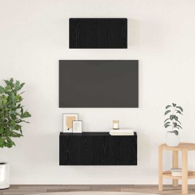 Conjunto de mueble de TV 2 pcs Roble negro 80 x 30 x 30 cm