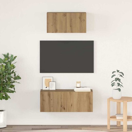 Conjunto de mueble de TV 2 pcs Roble artisan 80 x 30 x 30 cm