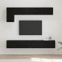 Conjunto de mueble de TV Montaje en la pared 5 pcs Roble Negro