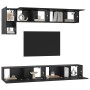 Conjunto de mueble de TV Montaje en la pared 5 pcs Roble Negro