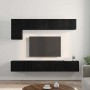 Conjunto de mueble de TV Montaje en la pared 5 pcs Roble Negro