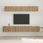 Juego de muebles de TV Montaje en la pared 5 pcs Roble artisan