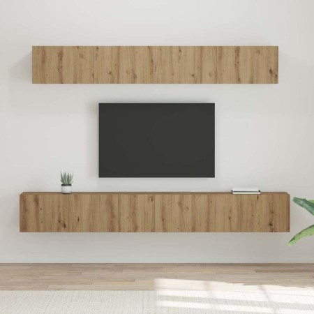 Juego de muebles de TV Montaje en la pared 5 pcs Roble artisan