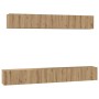 Juego de muebles de TV Montaje en la pared 5 pcs Roble artisan