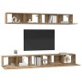 Juego de muebles de TV Montaje en la pared 5 pcs Roble artisan