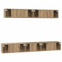Juego de muebles de TV Montaje en la pared 5 pcs Roble artisan