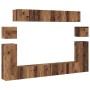 Conjunto de mueble de TV Montaje en la pared 8 pcs Madera vieja