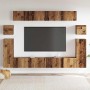 Conjunto de mueble de TV Montaje en la pared 8 pcs Madera vieja