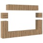 Conjunto de mueble de TV 8 pcs Roble artisan Mediano