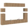 Conjunto de mueble de TV 8 pcs Roble artisan Mediano