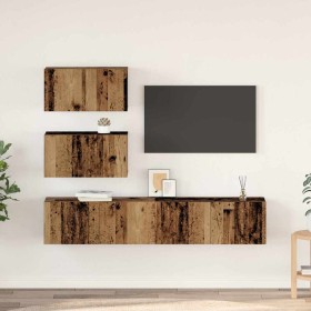 Conjunto de mueble de TV 4 pcs Madera vieja 80 x 30 x 30 cm